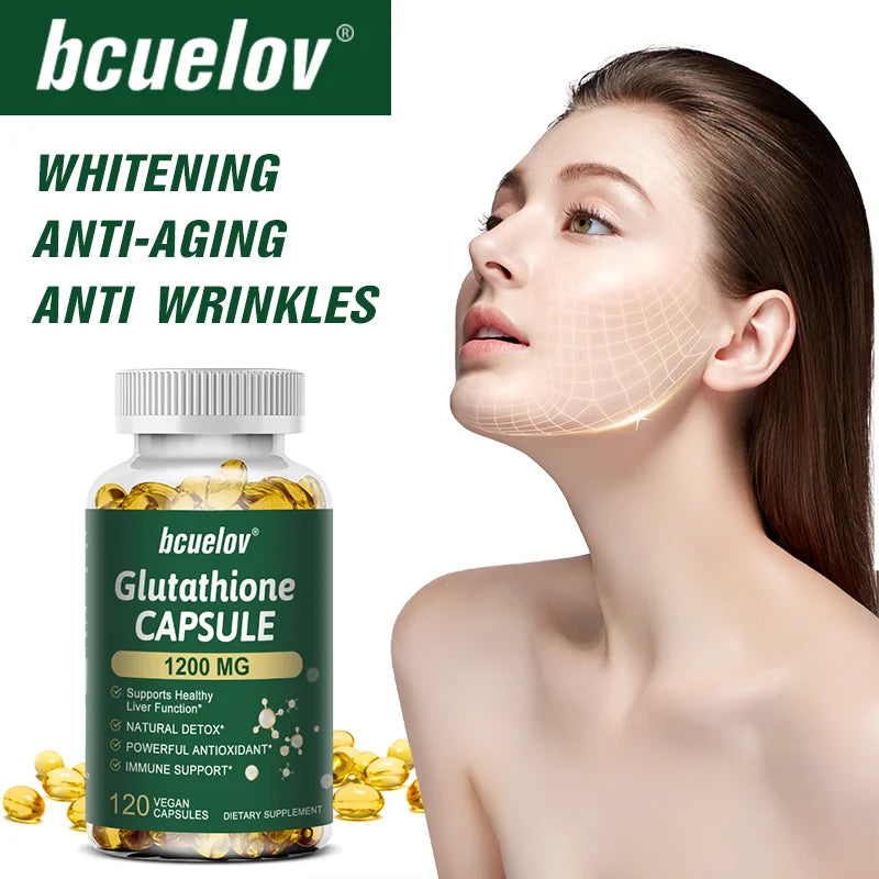 Glutathione Supplement - 1200mg, Supports Skin Health, Antioxidant Supplement, Immune Support, Non-GMO, 120 Capsules