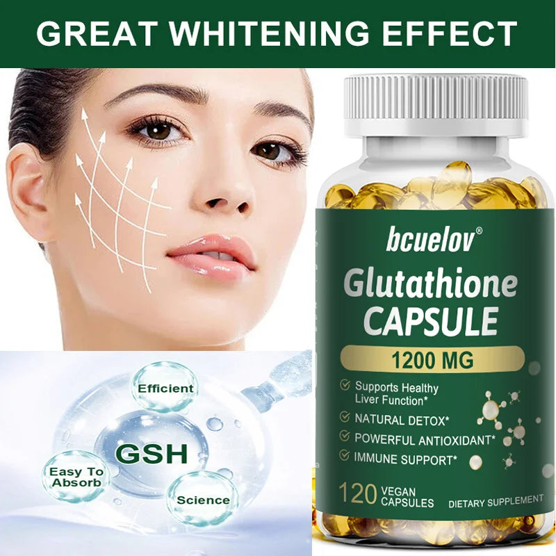 Glutathione Supplement - 1200mg, Supports Skin Health, Antioxidant Supplement, Immune Support, Non-GMO, 120 Capsules