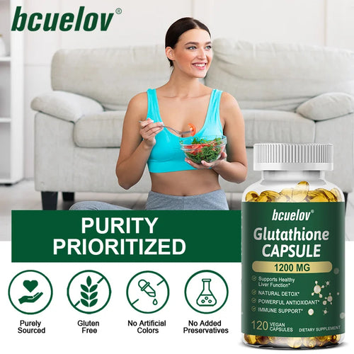 Glutathione Supplement - 1200mg, Supports Skin Health, Antioxidant Supplement, Immune Support, Non-GMO, 120 Capsules